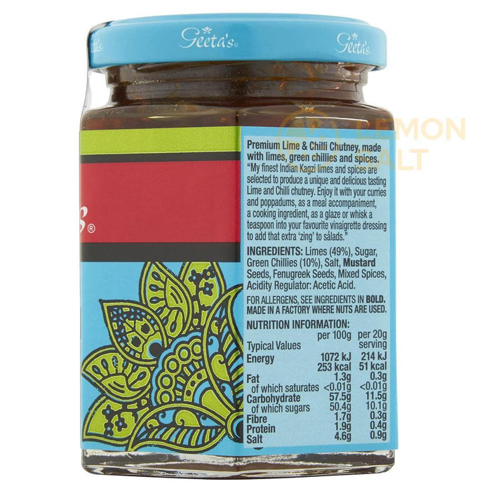 Geeta's Premium Lime & Chilli Chutney Hot (230g)