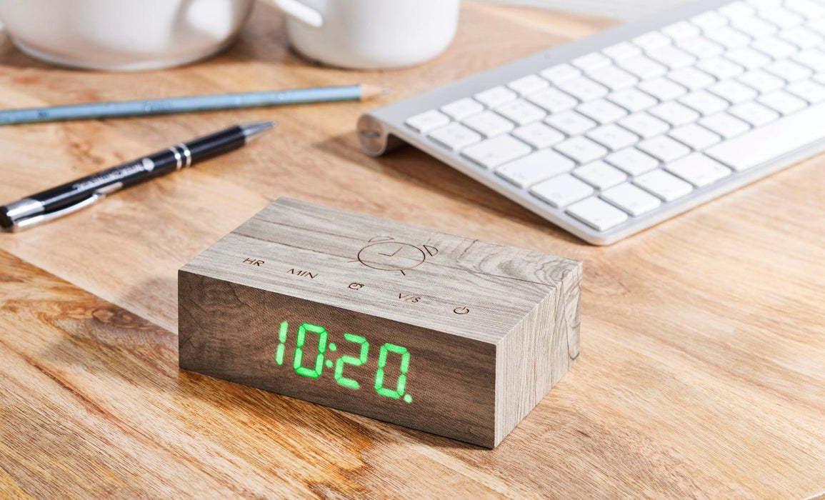 Gingko Flip Click Alarm Clock - Ash