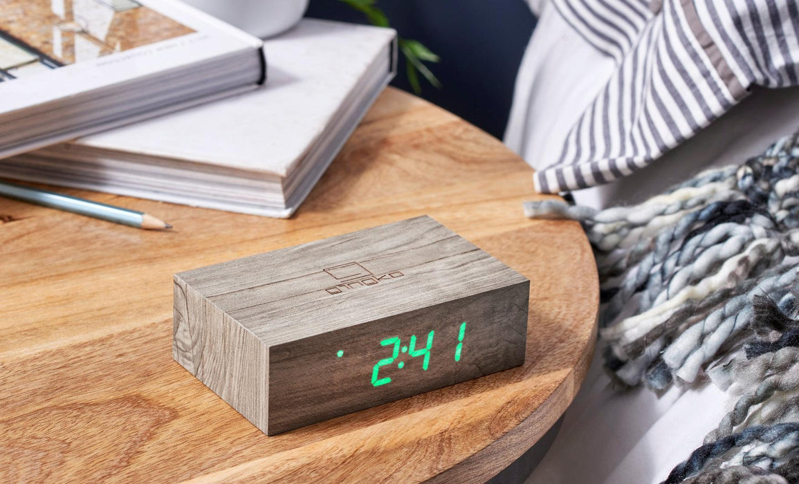 Gingko Flip Click Alarm Clock - Ash