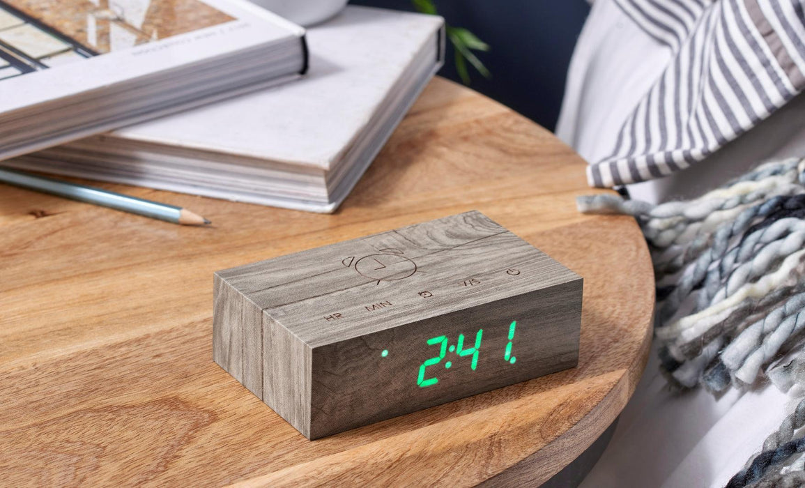 Gingko Flip Click Alarm Clock - Ash