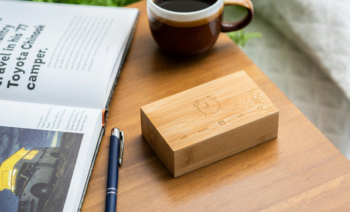 Gingko Flip Click Alarm Clock - Bamboo