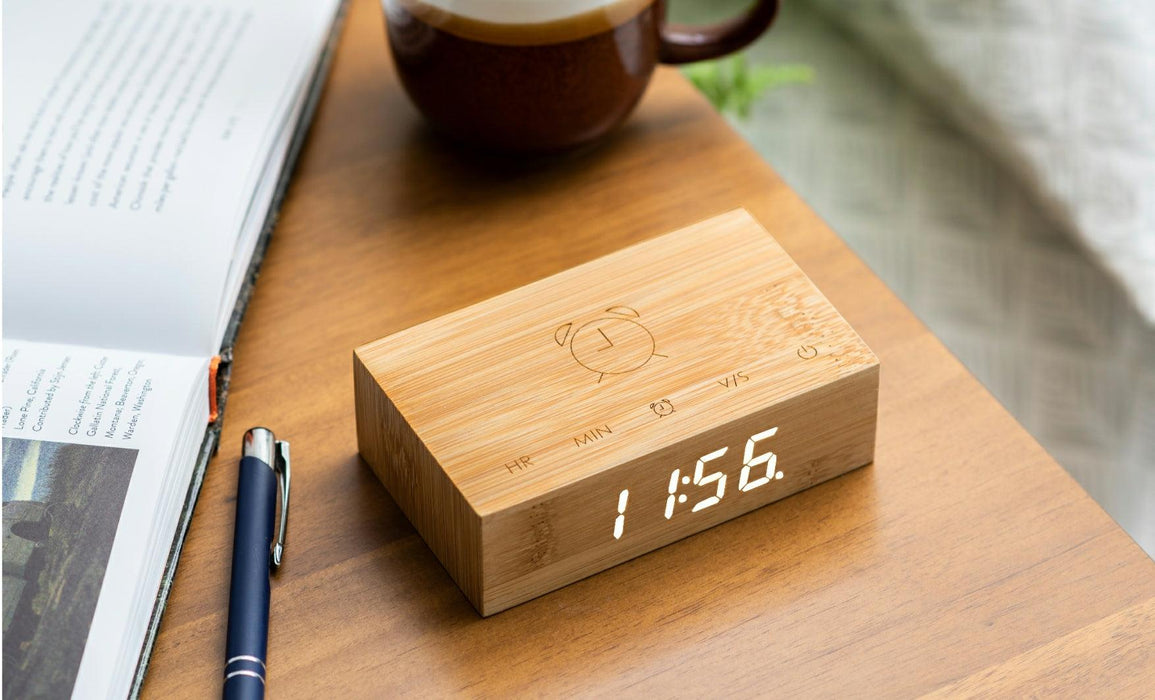 Gingko Flip Click Alarm Clock - Bamboo | {{ collection.title }}