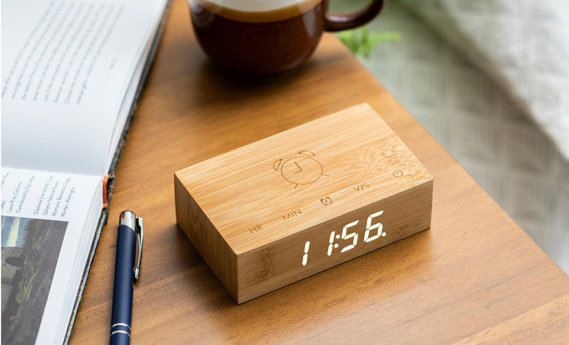 Gingko Flip Click Alarm Clock - Bamboo
