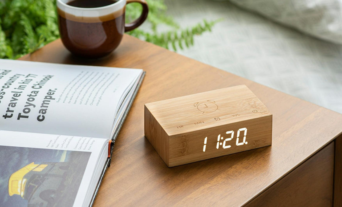 Gingko Flip Click Alarm Clock - Bamboo