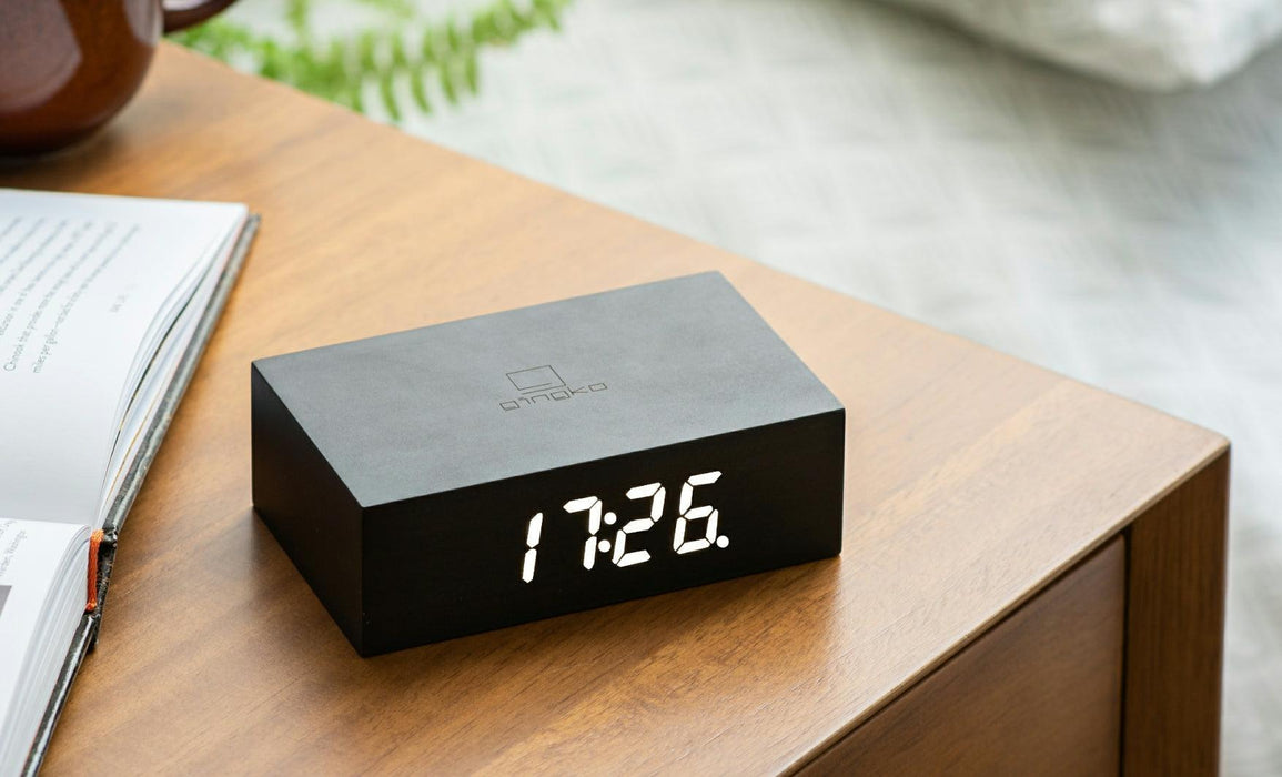 Gingko Flip Click Alarm Clock - Black