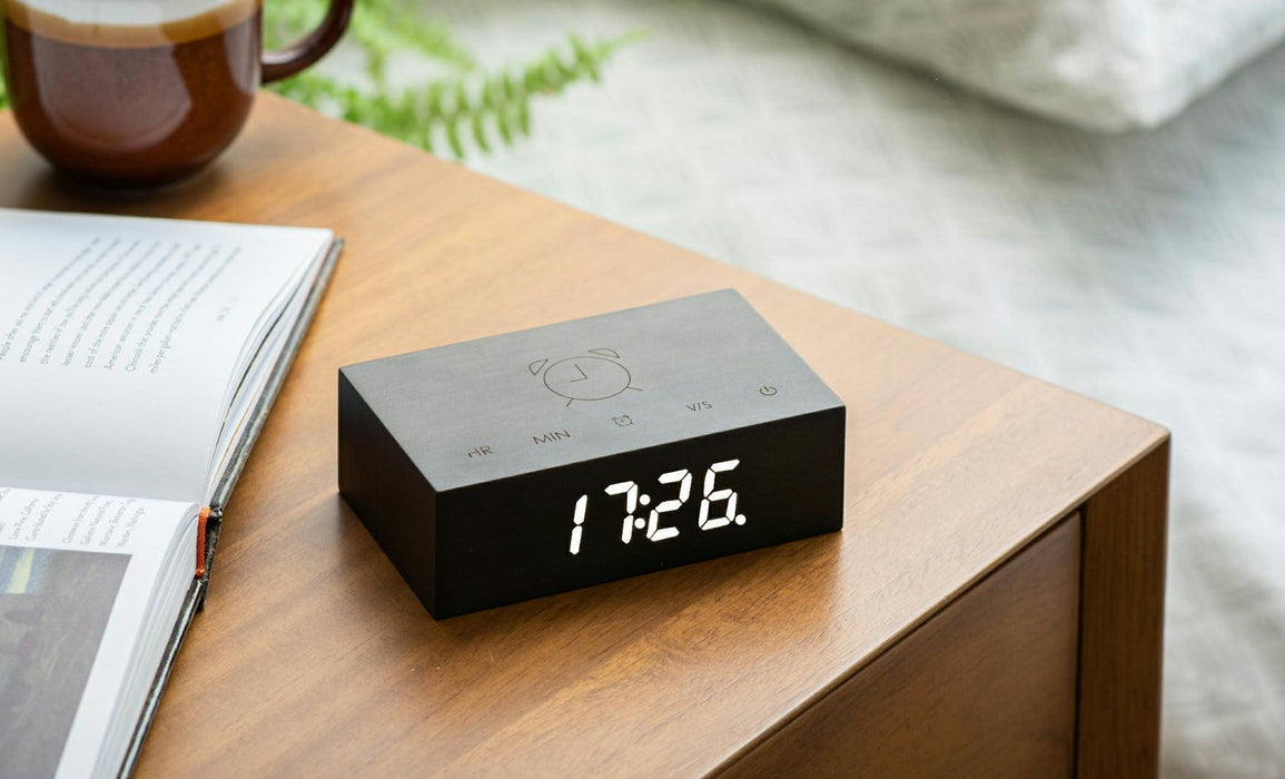 Gingko Flip Click Alarm Clock - Black