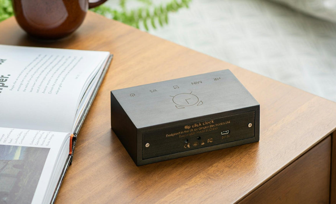 Gingko Flip Click Alarm Clock - Black