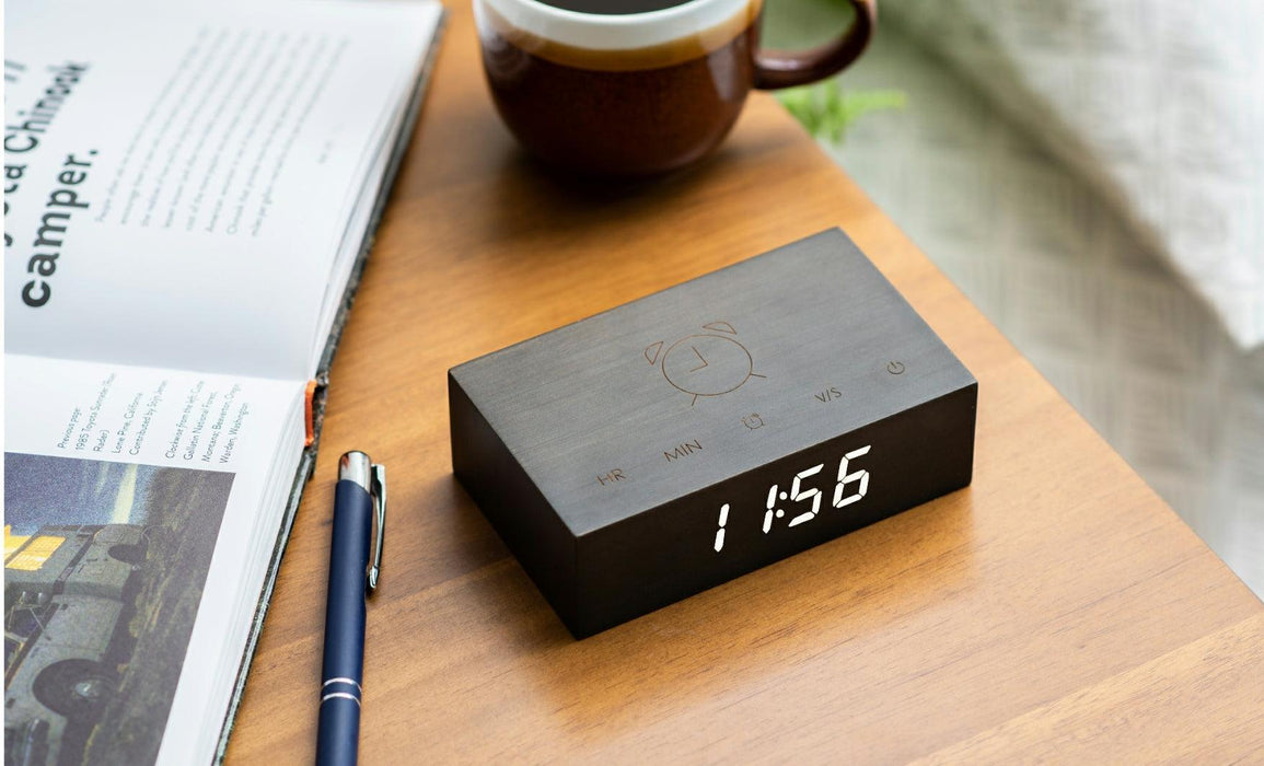Gingko Flip Click Alarm Clock - Black