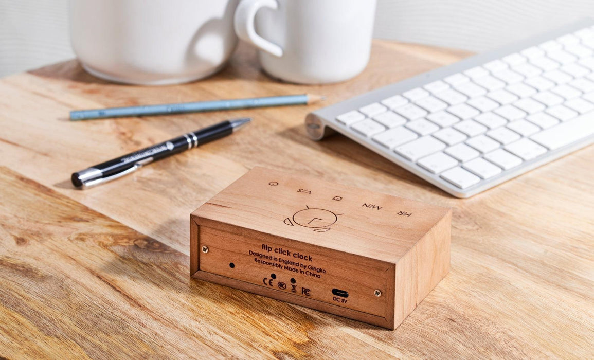 Gingko Flip Click Alarm Clock - Cherry