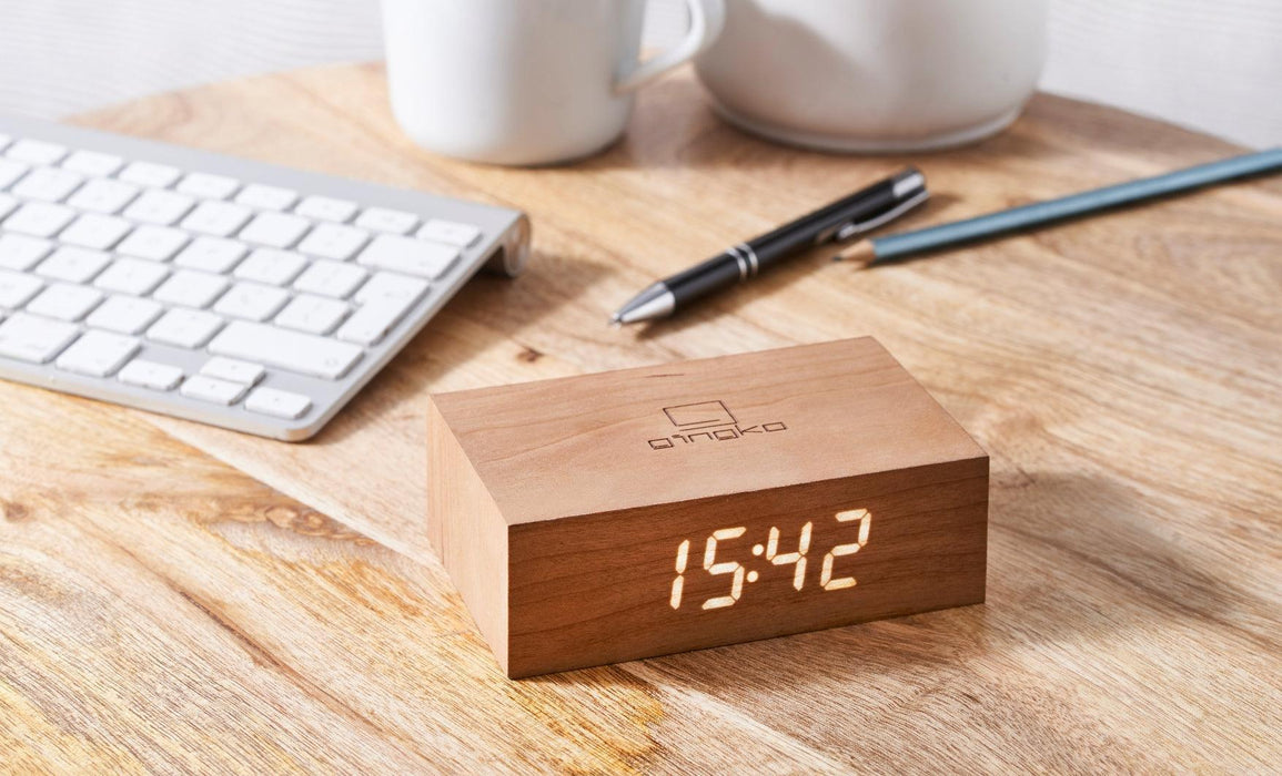 Gingko Flip Click Alarm Clock - Cherry