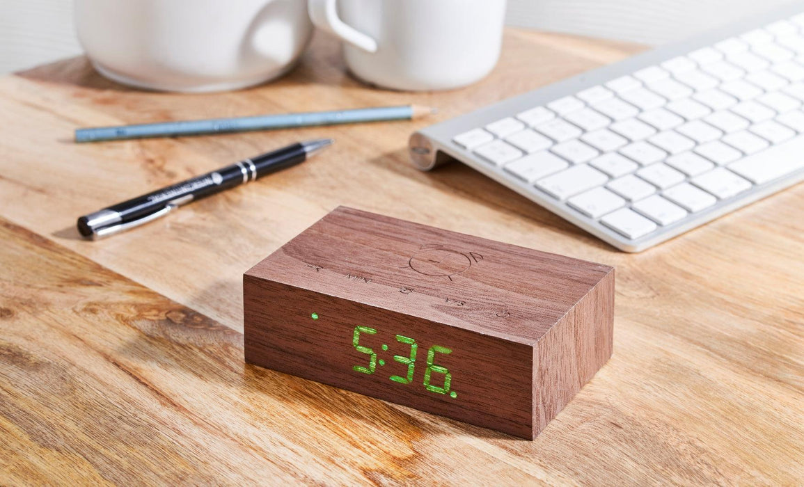 Gingko Flip Click Alarm Clock - Walnut