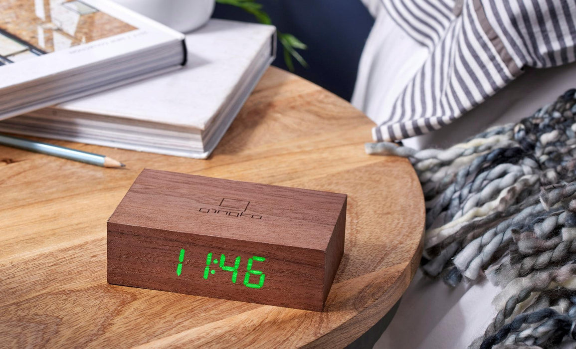 Gingko Flip Click Alarm Clock - Walnut