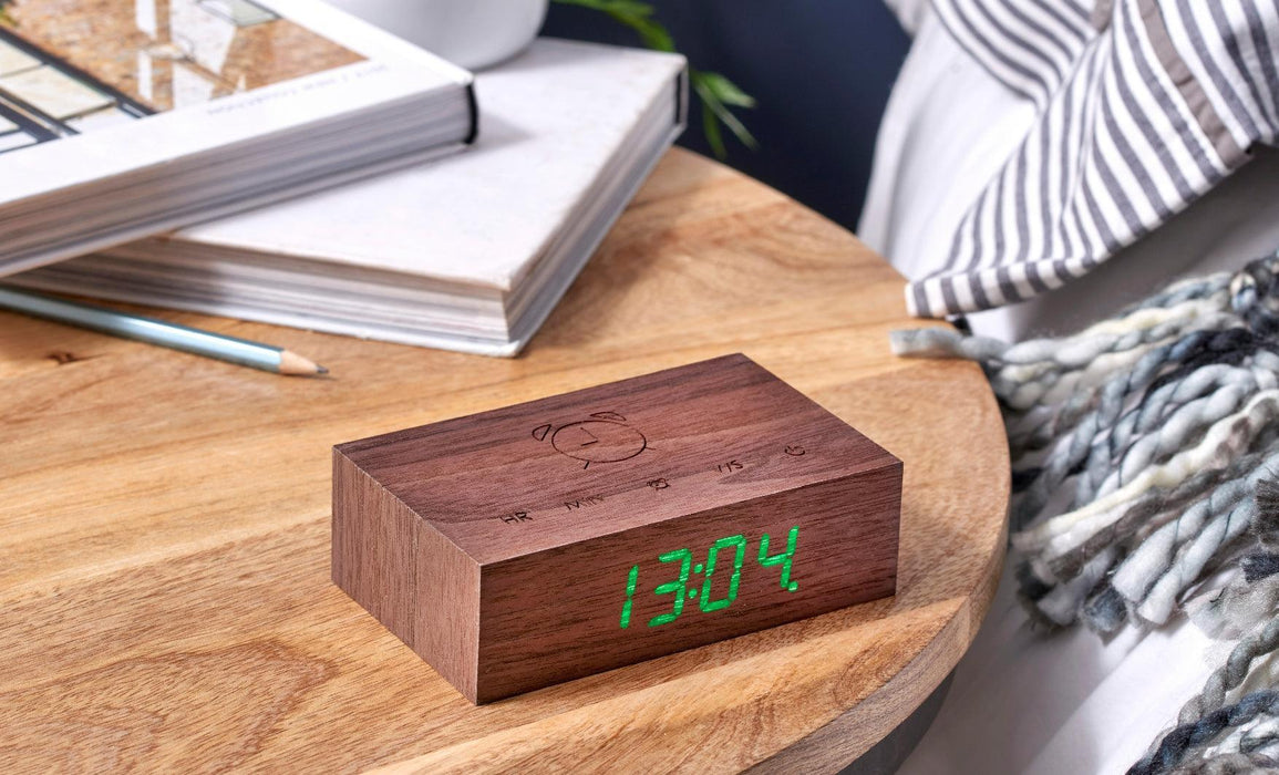 Gingko Flip Click Alarm Clock - Walnut