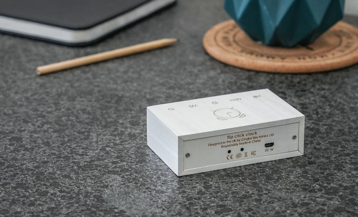 Gingko Flip Click Alarm Clock - White Birch