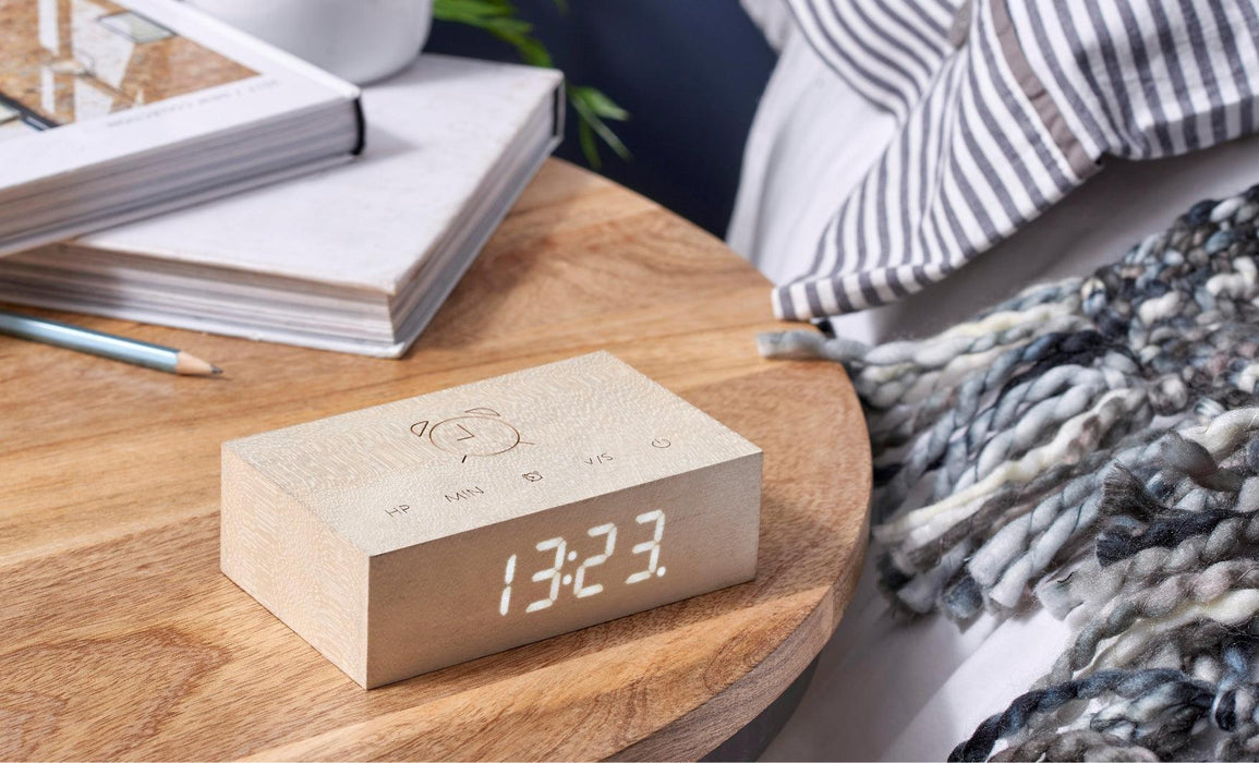 Gingko Flip Click Alarm Clock - White Maple