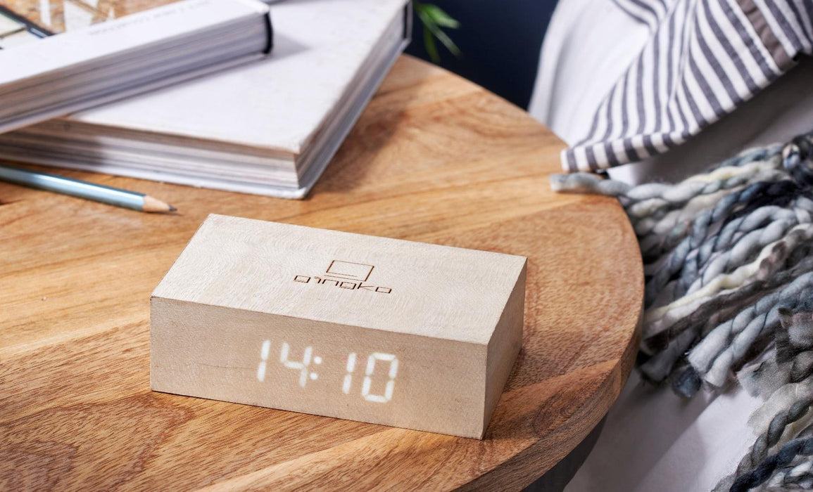 Gingko Flip Click Alarm Clock - White Maple