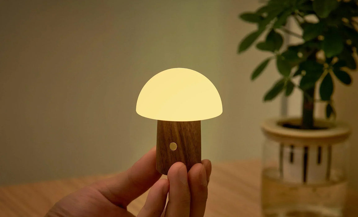 Gingko Super Mini Alice Mushroom Lamp - Walnut - LemonSalt