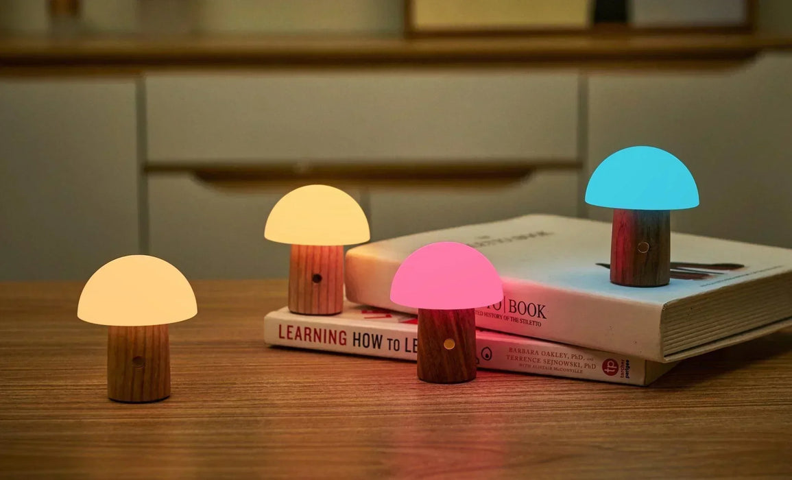 Gingko Super Mini Alice Mushroom Lamp - Walnut - LemonSalt