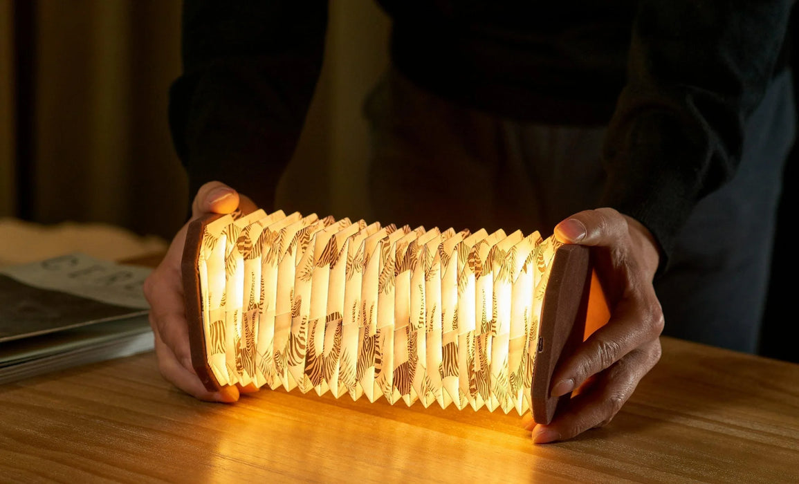 Gingko Velvet Accordion Lamp - Brown Zebra