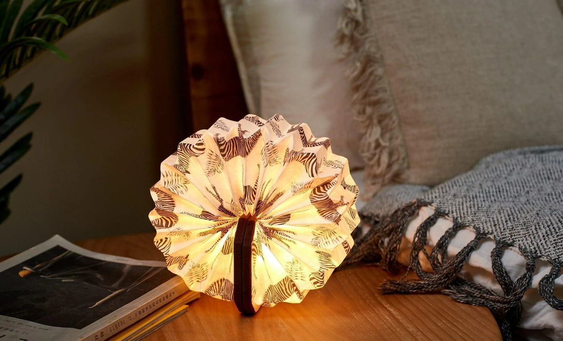 Gingko Velvet Accordion Lamp - Brown Zebra