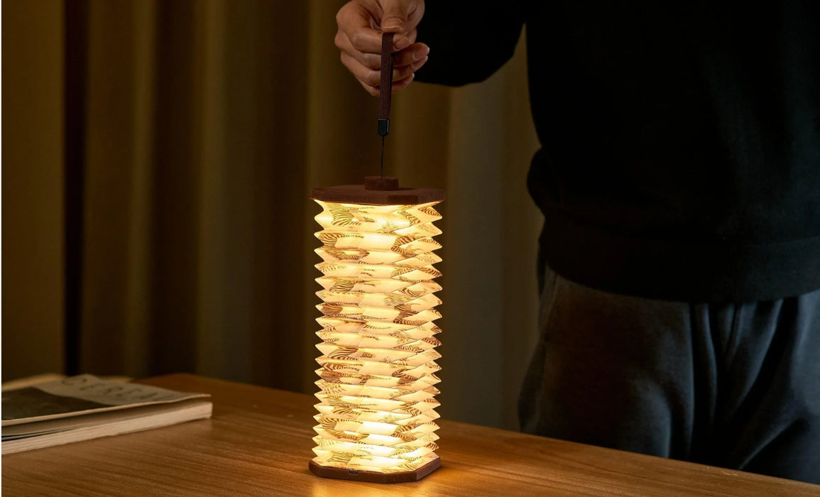 Gingko Velvet Accordion Lamp - Brown Zebra