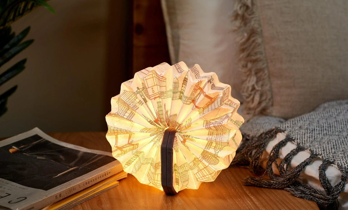 Gingko Velvet Accordion Lamp - Grey Landmark