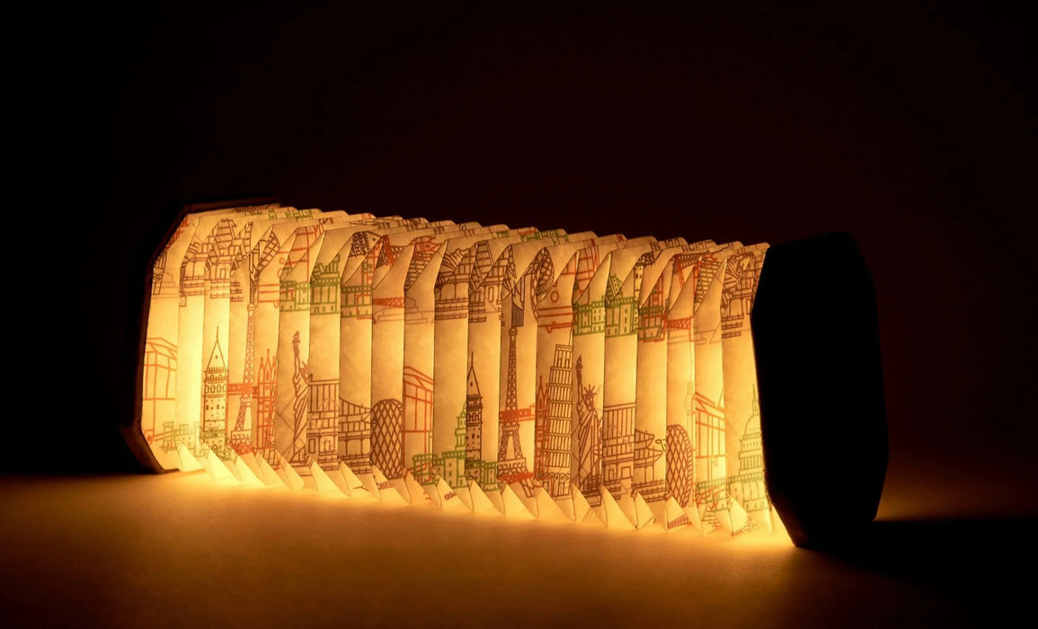 Gingko Velvet Accordion Lamp - Grey Landmark