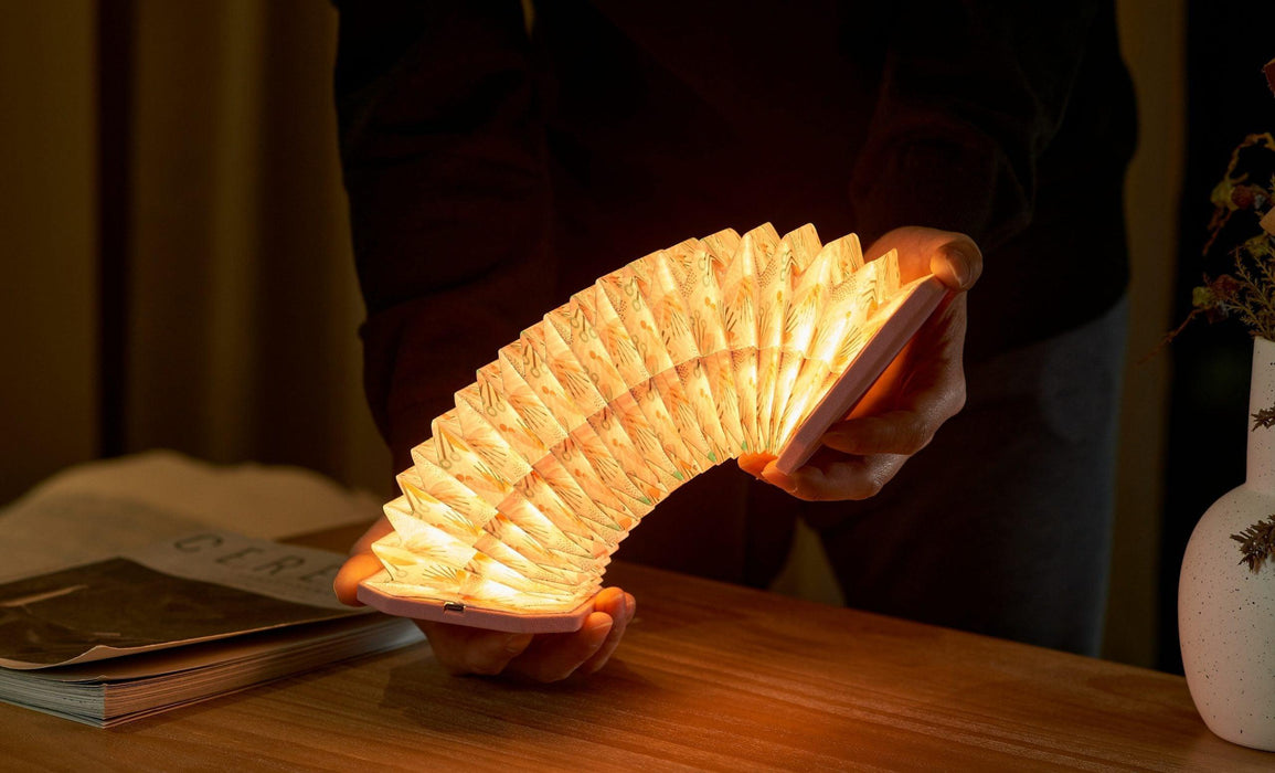 Gingko Velvet Accordion Lamp - Pink Floral