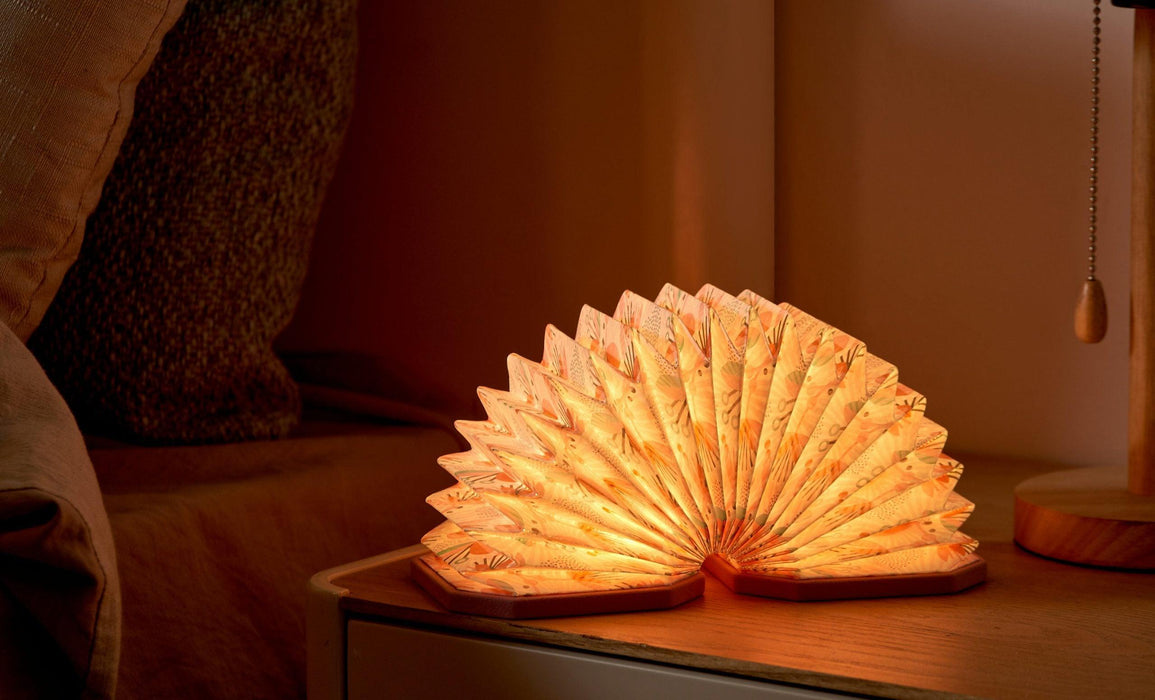 Gingko Velvet Accordion Lamp - Pink Floral | {{ collection.title }}