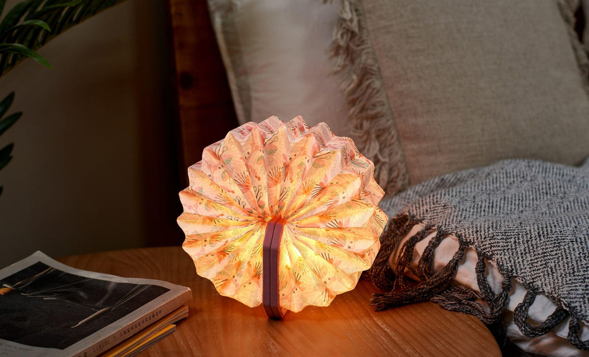 Gingko Velvet Accordion Lamp - Pink Floral | {{ collection.title }}