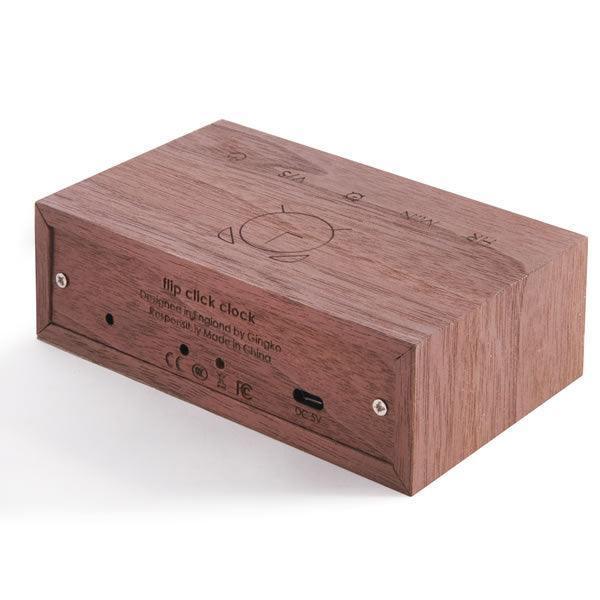 Gingko Walnut Flip Click Alarm Clock - Red LED