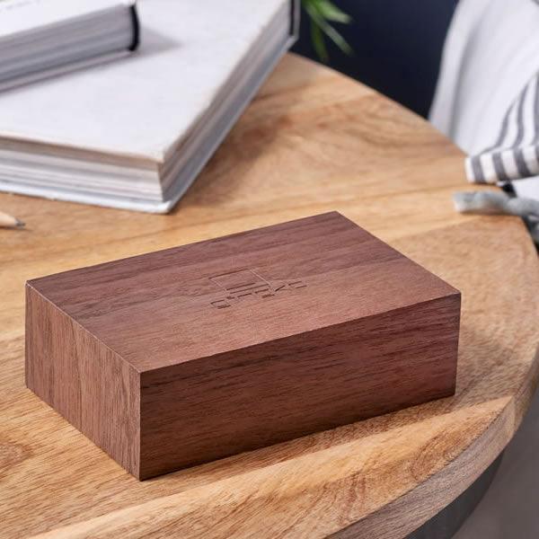 Gingko Walnut Flip Click Alarm Clock - Red LED