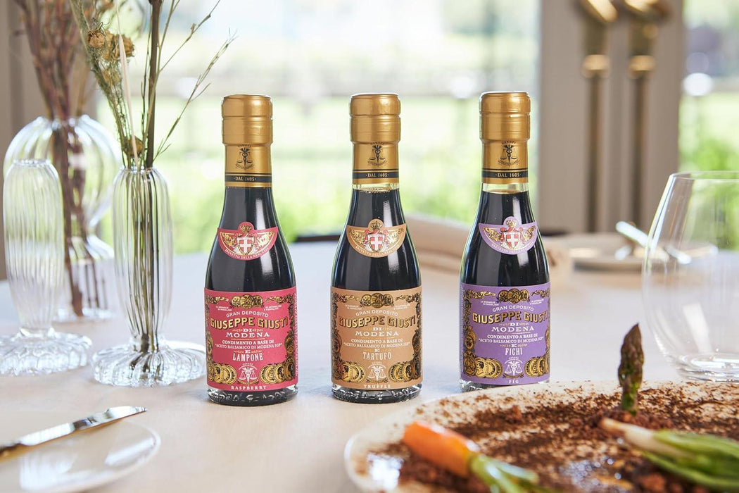 Giuseppe Giusti Trio Flavoured Balsamic Vinegar Gift Box - Truffle, Fig and Raspberry (3x100ml)