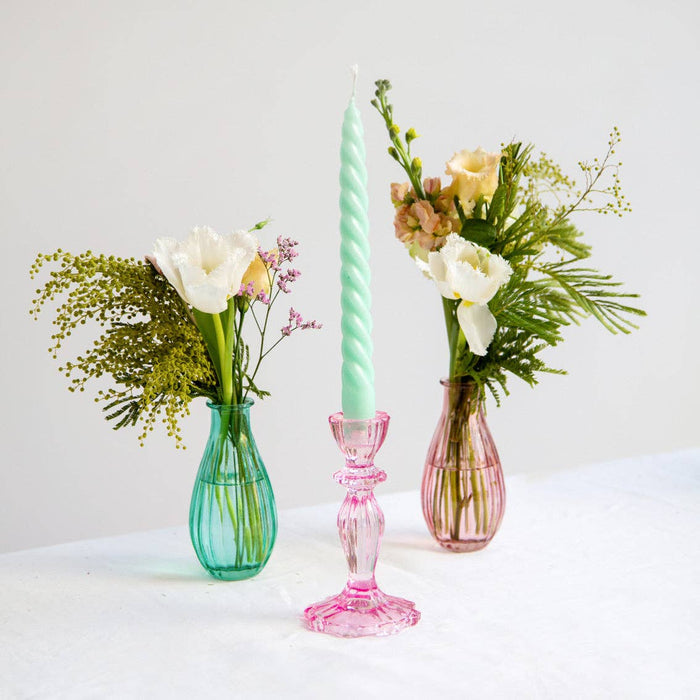 Glass Candle Holders - Pink - LemonSalt