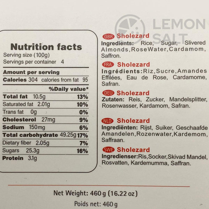 Hani Saffron Rice Desert - Sholezard (460g)