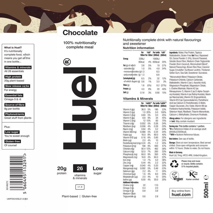 Huel Ready to Drink Chocolate (8 x 500ml) Protein Shake Buy Online