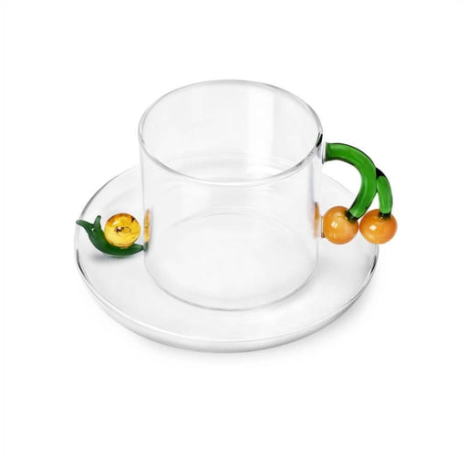 Ichendorf Milano Acorn & Snail Glass Tea Cup With Saucer (350ml) | {{ collection.title }}