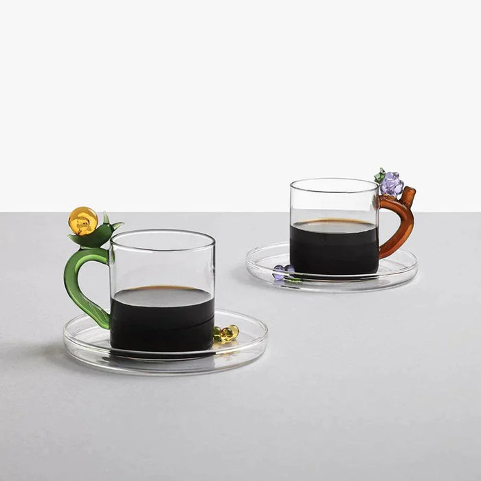 Ichendorf Milano Blackberry Glass Espresso Cup With Saucer (100ml)