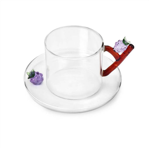 Ichendorf Milano Blackberry Glass Tea Cup With Saucer (350ml) | {{ collection.title }}