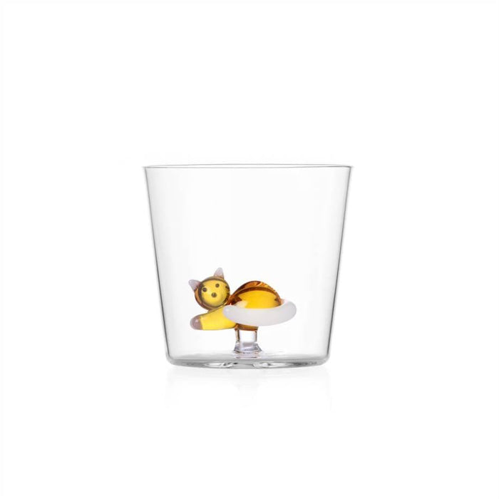 Ichendorf Milano Lying Amber Cat Glass Tumbler (350ml)