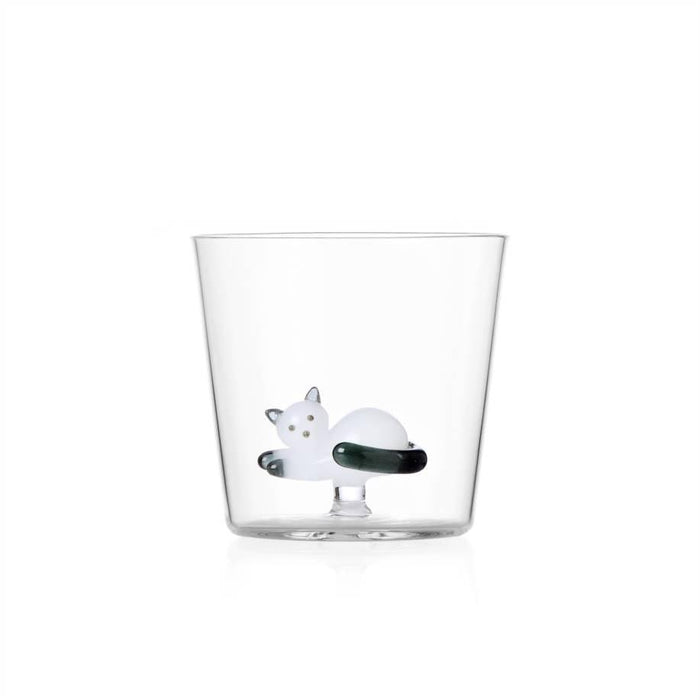 Ichendorf Milano Lying White Cat Glass Tumbler (350ml)