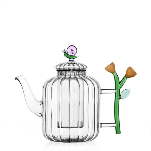 Ichendorf Milano Optical Glass Teapot - Snail & Amber Flower (1.2L) | {{ collection.title }}