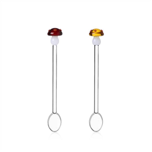 Ichendorf Milano Set Of 2 Glass Spoons - Amber & Red Mushrooms (15cm) | {{ collection.title }}
