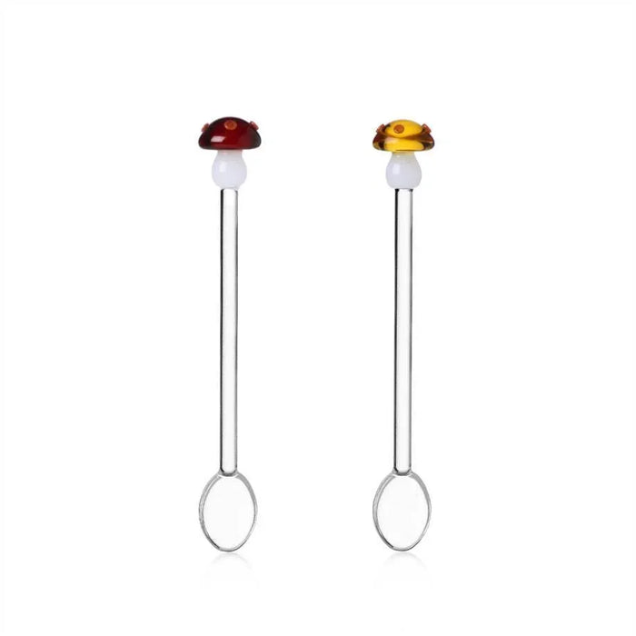 Ichendorf Milano Set Of 2 Glass Spoons - Amber & Red Mushrooms (15cm)