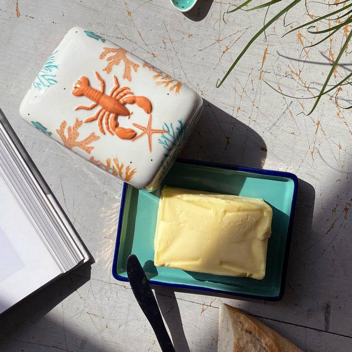 House Of Disaster Coral Lobster Butter Dish