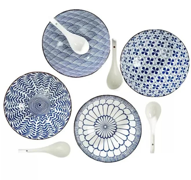 Signature Housewares Set of 4 Bowls with Spoons - Stoneware