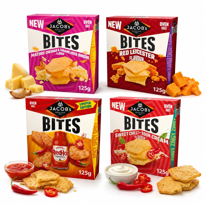 Jacob's Bites Variety Pack 5 x 125g – Assorted Savoury Snack Selection