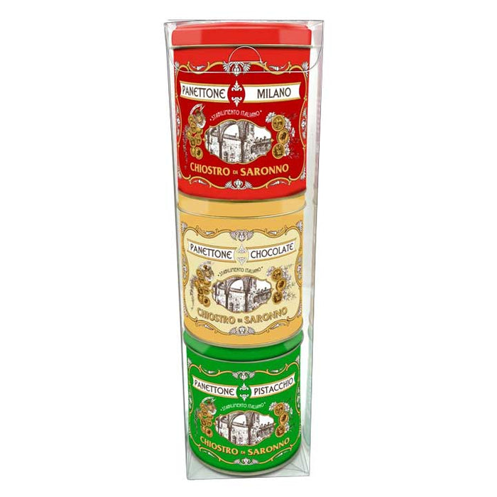 Lazzaroni Chiostro Di Saronno Assorted 3 Pack Mini Panettone Gift Tower (3x100g)