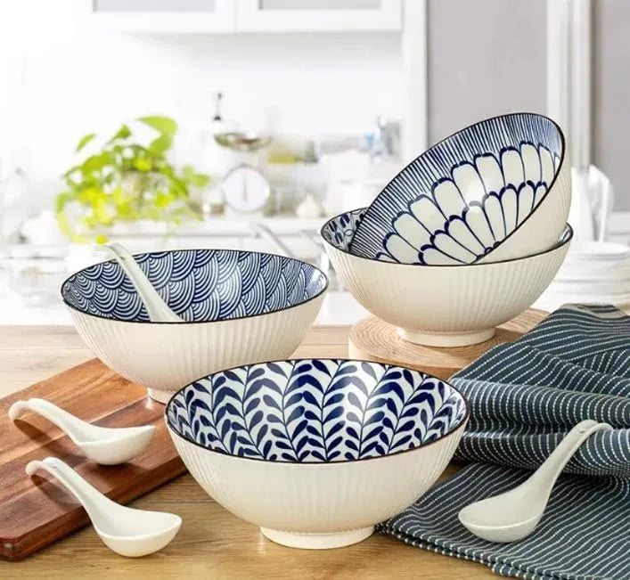 Signature Housewares Set of 4 Bowls with Spoons - Stoneware