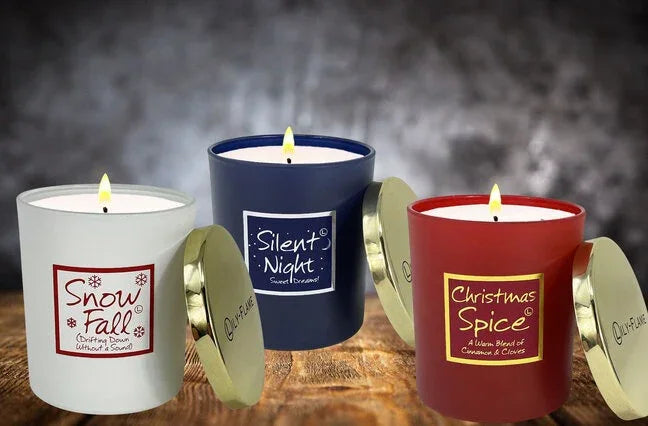 Lily Flame Snowfall Gold Top Glass Jar Candle